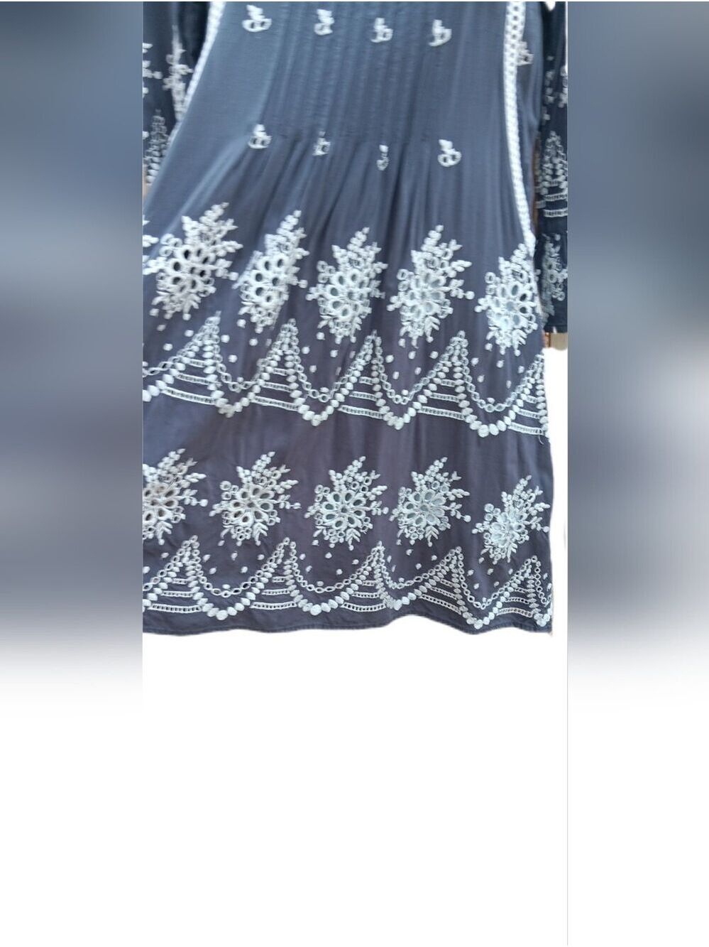 Sundance Dress Gray White Embroidered Size S - Picture 5 of 5